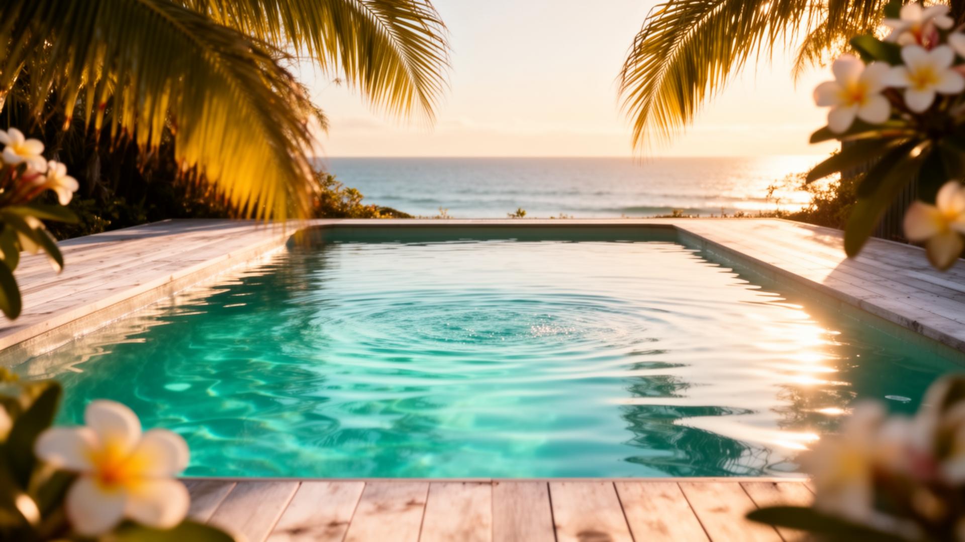 Coffs Coast backyard pool at golden hour